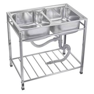 SINK STANDING 2Bowl TECNOSTAR sink TNS TT 8248 S STAINLESS ซิงค์ขาตั้ง 2หลุม TECNOSTAR sink TNS TT 8248 S สเตนเลส อ่างล้