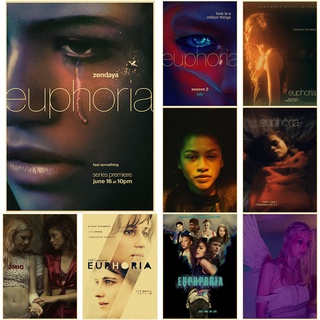 โปสเตอร์กระดาษคราฟท์ พิมพ์ลาย Euphoria Rue Jules สไตล์วินเทจ สําหรับตกแต่งผนังบ้าน บาร์ คาเฟ่