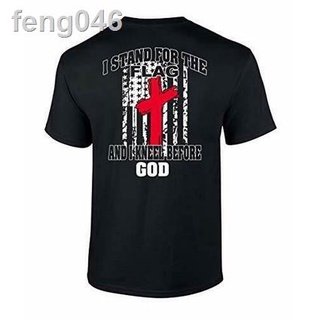 ◇Patriotic Stand For Flag And Kneel Before God Tee Black Mensshirtneck Short Sleeve Top Casual Loose Fashion Print