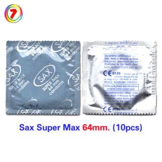 ถุงยางอนามัย​ 64​ (10ชิ้น) ขนาดใหญ่พิเศษ​ Sax Super​ Max​ 64​ มม.​