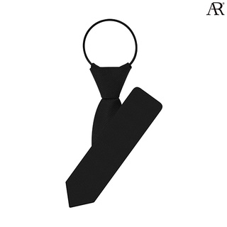 ภาพขนาดย่อของสินค้าANGELINO RUFOLO Zipper Tie 5 CM. (เนคไทสำเร็จรูป) ผ้าไหมทออิตาลี่คุณภาพเยี่ยม ดีไซน์ Line Plain สีดำ