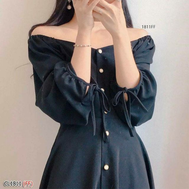 สอบถามสต้อกก่อนโอนค่า-เดรสสั้น-สี-ดำ-กรม-แดง-เลือดหมู-ชมพู-ส้ม-เขียว-ม่วง-น้ำตาล-แขนยาวกระโปรงบาน-11072-1811