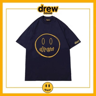 เสื้อยืดแขนสั้น ผ้าฝ้าย ทรงหลวม พิมพ์ลายตัวอักษร Drew smiley face แฟชั่นฤดูร้อน สําหรับผู้ชาย และผู้หญิง