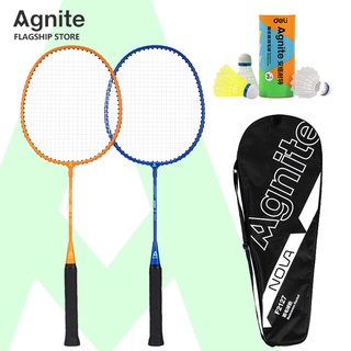 Agnite ไม้แบดมินตัน แพคคู่ ไม้แบด แบดมินตัน แถมกระเป๋าใส่ไม้แบด แถมลูกขนไก่พลาสติก3ชิ้น เหมาะสำหรับเด็ก Badminton racket