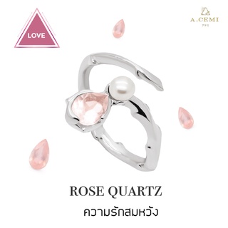 Sakura Thorn Ring โรสควอตซ์ แหวนพลอยแท้ มูนสโตนแหวนเงินแท้ ชุบทอง 18K โรสโกลว์