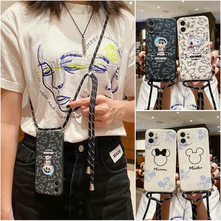 เคส Samsung A52 A52S A51 A50 A50S A34 A32 A31 A30 A30S A24 A23 A22 A21S A20 A10S 4G 5G Cartoon Mouse Crayon Shin-Chan Snoopy Soft Case With Lanyard