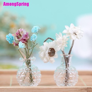 (Amongspring) โมเดลแจกันแก้ว ขนาดเล็ก 2 1:12 สําหรับบ้านตุ๊กตา 1:12