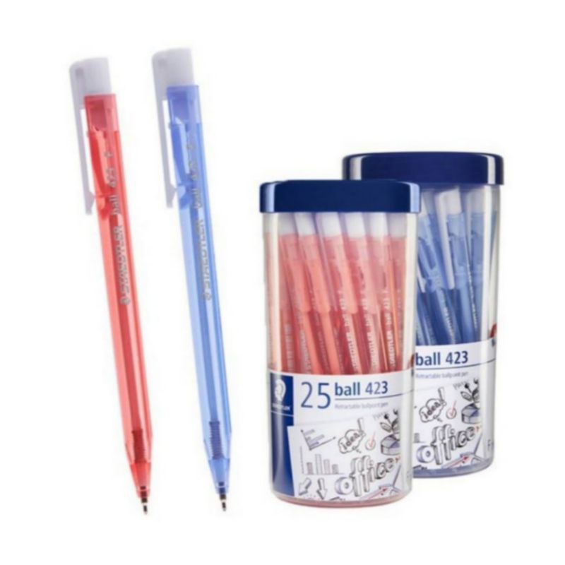 ปากกา-staedtler-ปากกาลูกลื่น-ballpoint-pen-ขนาด-0-7-มม-สีแดง-สีน้ำเงิน-เขียนลื่น-หมึกไม่เยิ้ม-รุ่น-423fkp25-25ด้าม