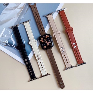 สินค้า สาย applewatch Apple Watch Strap Leather i watch strap Fashion Slimming version Watchband For Apple watch series 7 6 5 4 3 2 1, size41mm 45mm 38mm 40mm 42mm 44mm Apple Watch SE Strap สายนาฬิกา apple watch 7