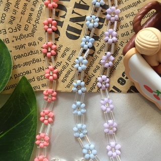 กำไลข้อมือลูกปัดรูปดอกไม้สุดน่ารัก สีพาสเทลสวยหวานสไตล์เกาหลี งาน Handmade ปรับขนาดความยาวได้