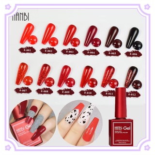 Hanbi ยาทาเล็บเจล กลิตเตอร์ กึ่งถาวร สีนู้ด 15 มล. 12 สี