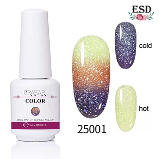 สีทาเล็บเจล GRAEAR  สีเลเซอร์ เปลี่ยนสีตามอุณหภูมิ Laser Color Temperature Change Colors Series ขนาด 8 ml.