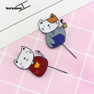 Bur-1Pc Unisex Kimono Animal Cat Pattern Enamel Brooch Pin Clothes Badge Jewelry