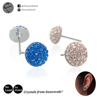 ต่างหูงานเฟอริโด ประดับคริสตัล swarovski  สี Silk / Majestic blue ขนาด 8 mm