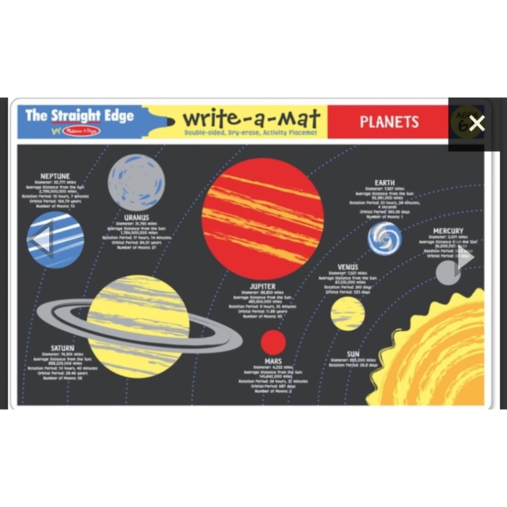Melissa & Doug รุ่น 5039 Write-A-Mat Learning Mat -planets of solar ...