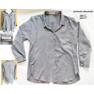 เสื้อเชิ้ต Authentic Wardrobe สไตล์เกาหลี-สีเทาดำ ไซส์ 42"(สภาพมือ1 ไม่ผ่านการใช้งาน)