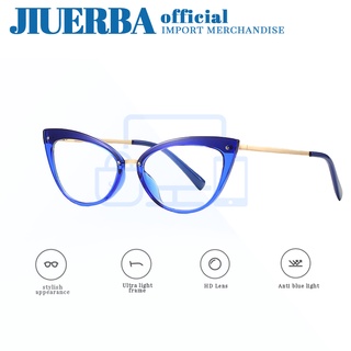 JIUERBA กรอบแว่นสายตาสั้น cat eye กรอบแฟชั่นสไตล์ฝรั่ง ขายดีที่สุด รุ่น E7002 แว่นกรองแสง แว่นคอมพิวเตอร์ กรองแสงสีฟ้า 95%
