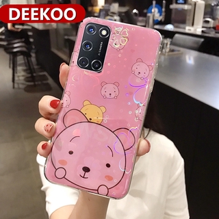 เคสโทรศัพท์ OPPO A92 A52 A91A31 A12 A5 A9 2020 Casing  New Cute Cartoon Bear Phone Case Silicone Colorful Cherry blossoms  Softcase Back Cover เคส