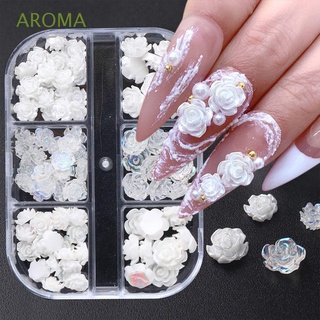 สินค้า Aroma อุปกรณ์ตกแต่งเล็บ จี้ดอกคามิเลีย 3D สีขาว พลอยเทียม คริสตัล แวววาว สไตล์เกาหลี ญี่ปุ่น สําหรับตกแต่งเล็บ Diy

