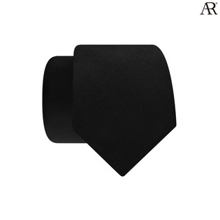 ANGELINO RUFOLO Necktie(สีดำ) เนคไทผ้าไหมทอคุณภาพเยี่ยม ดีไซน์ Black Solid สีดำ