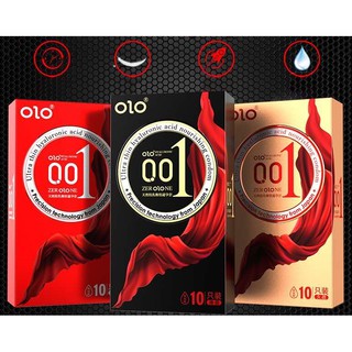 สินค้า รุ่นอัพเกรด Olo ถุงยางอนามัย แบบบาง ขนาด 0.01 (10ชิ้น/1กล่อง) กล่องทอง สารหล่อลื่นเยอะ บางเฉียบ และเสริมสร้างความอึด