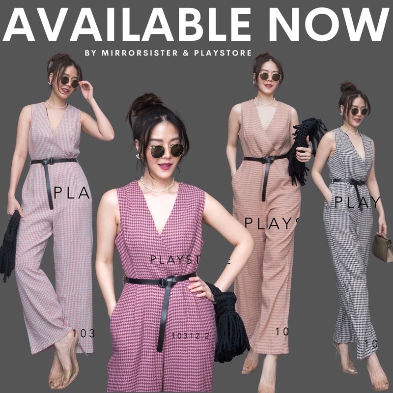 code-10312-2-จั้มสูทคอวี-จั้มสูทขายาว-จั้มสูทไปงาน-งานป้าย-mirrorsister