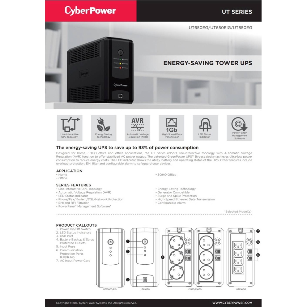 cyber-power-เครื่องสำรองไฟ-รุ่น-ut650eg-650va-360w-ut800eg-800va-480w-1050va-630w