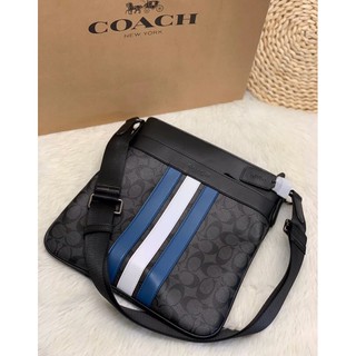 OACH CHARLES CROSSBODY IN SIGNATURE WITH VARSITY STRIPE ((26068))