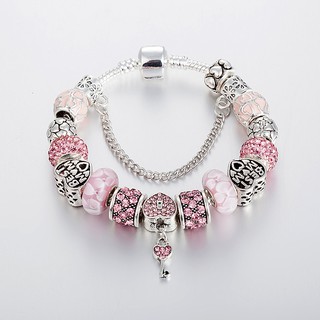 สร้อยข้อมือแฟชั่น : Pink Pandora Bracelet