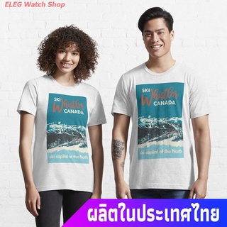 โอลิมปิกฤดูหนาว ผู้ใหญ่ Vintage Whistler Canada Ski Poster Essential T-Shirt sale เสื้อยืดคอกลม