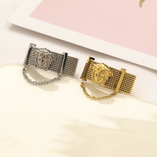 Versace แหวนเงิน 925 ลายตัวอักษร สไตล์เกาหลี เรียบง่าย สร้างสรรค์ เครื่องประดับ สําหรับผู้หญิง