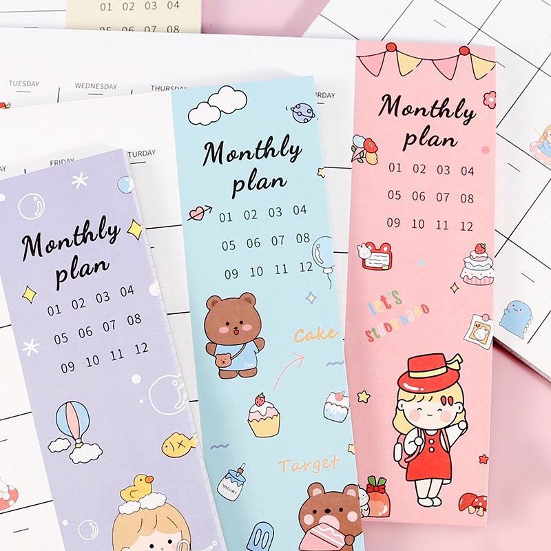 monthly-planner-แผ่นละ-3-12แผ่น-ร้านไทย-วางแผนรายเดือน-แพลนเนอร์รายเดือน-ลายน่ารัก