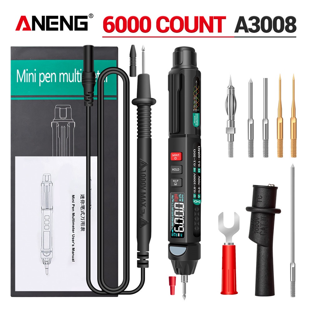 Aneng A3008 ปากกามัลติมิเตอร์ดิจิทัล นับ 6000 ครั้ง ไม่สัมผัส โวลต์ ...