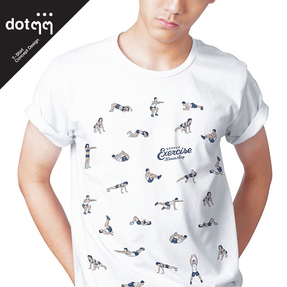 dotdotdot-เสื้อยืดผู้ชาย-รุ่น-concept-design-ลาย-exercise-white