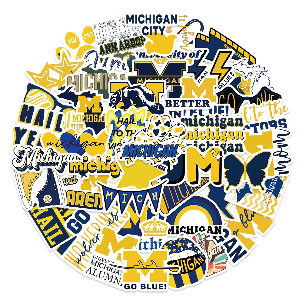 สติกเกอร์ไวนิล-ลายกราฟฟิติมหาวิทยาลัยมิชิแกน-กันน้ํา-สําหรับติดตกแต่งหมวกกันน็อค-แล็ปท็อป-กีตาร์-โทรศัพท์-รถจักรยานยนต์-50-ชิ้น
