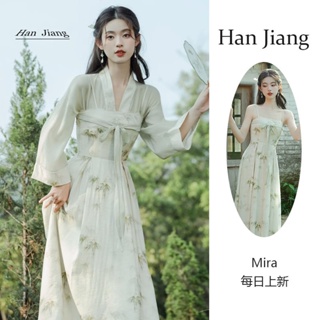 ชุดเดรสคาร์ดิแกน hanfu han elements สไตล์จีน สําหรับผู้หญิง สองชิ้น