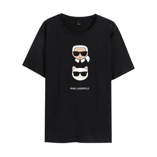 เสื้อยืดแขนสั้น พิมพ์ลาย Karl Lagerfeld แฟชั่นสําหรับสตรี