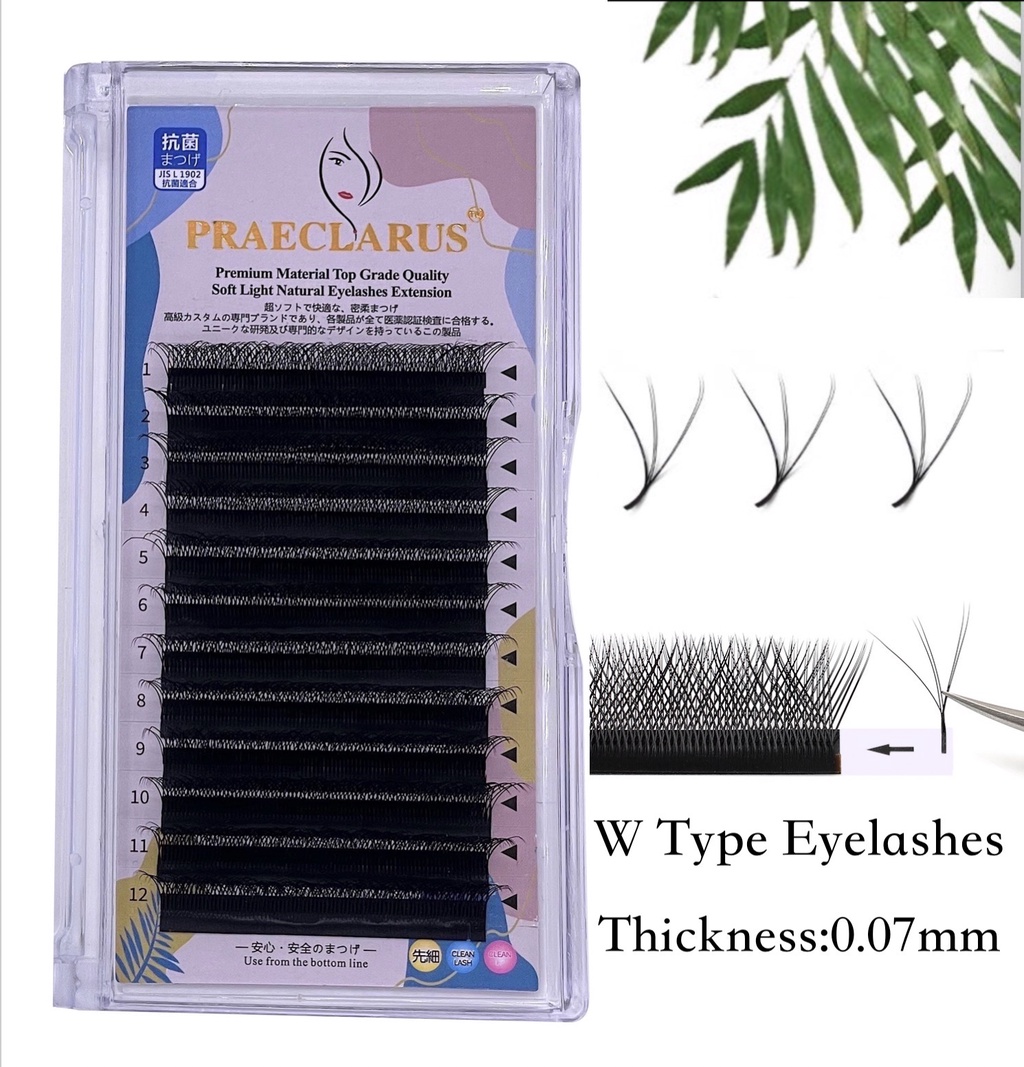 PRAECLARUS W Lash 3D Double Tips ขนตาปลอม ขนมิงค์ 3D นิ่ม หนา 0.07 มม. ...