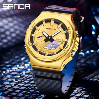 Sanda นาฬิกาข้อมือแฟชั่น กันน้ํา สไตล์สปอร์ต หรูหรา สําหรับผู้ชาย