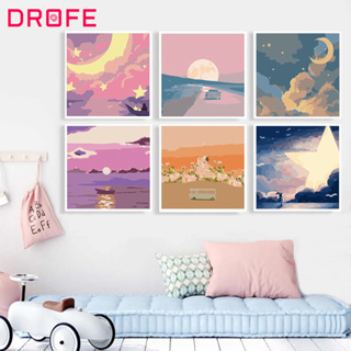 Drofe ภาพวาดสีน้ํามันบนผ้าใบ ตามตัวเลข 20x20 ซม. DIY พร้อมกรอบ สําหรับตกแต่งบ้าน และห้องนั่งเล่น