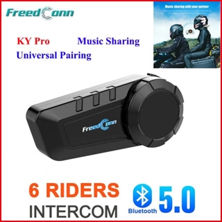 Freedconn KY PRO ชุดหูฟังหมวกกันน็อค 6 กลุ่ม วิทยุ FM บลูทูธ 5.0 กันน้ํา 1000 ม. สําหรับรถจักรยานยนต์
