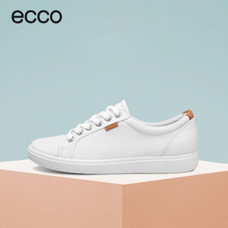 Ecco รองเท้าลําลอง ข้อสั้น กันลื่น สีขาว ขนาดเล็ก สําหรับผู้หญิง SOFT 7 430003