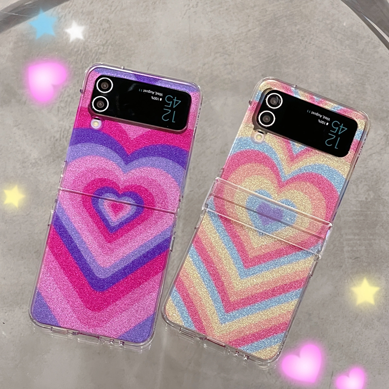 เคสโทรศัพท์มือถือแบบแข็ง-พับได้-กันกระแทก-ลายกราฟฟิตี้หัวใจ-พร้อมจี้สร้อยข้อมือ-สําหรับ-samsung-galaxy-z-flip-3-z-flip-4