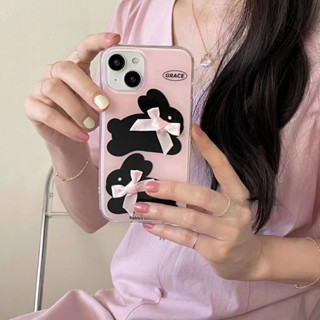 เคสโทรศัพท์มือถือ Tpu แบบนิ่ม ลายกระต่าย สีดํา สําหรับ iPhone 12pro 13pro 11 14 14promax 14pro