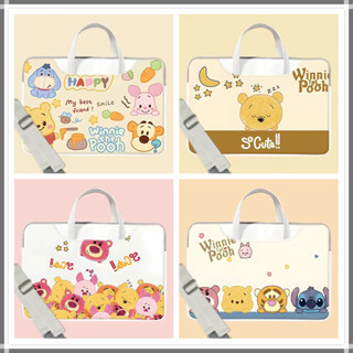 ⭐️With Shoulder strap ⭐️PU Waterproof Cartoon Winnie the Pooh laptop bag 13.3inch 12 14 15.6 inches Laptop Case Sleeves