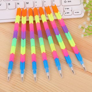 ดินสอสีรุ้ง แบบพลาสติก แกนถอดเปลี่ยนได้ สําหรับสํานักงาน โรงเรียน ปากกา เครื่องเขียน