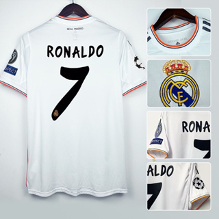 เสื้อกีฬาแขนสั้น ลายทีมฟุตบอล Real Madrid 7 Ronaldo 13-14 ชุดเหย้า สไตล์เรโทร
