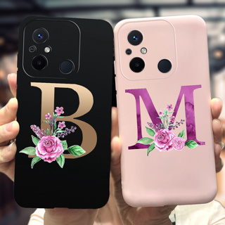 เคสโทรศัพท์มือถือ กันกระแทก ลายดอกไม้ ตัวอักษร แฟชั่น สําหรับ Xiaomi Redmi 12C 11A 12C 12C 4G