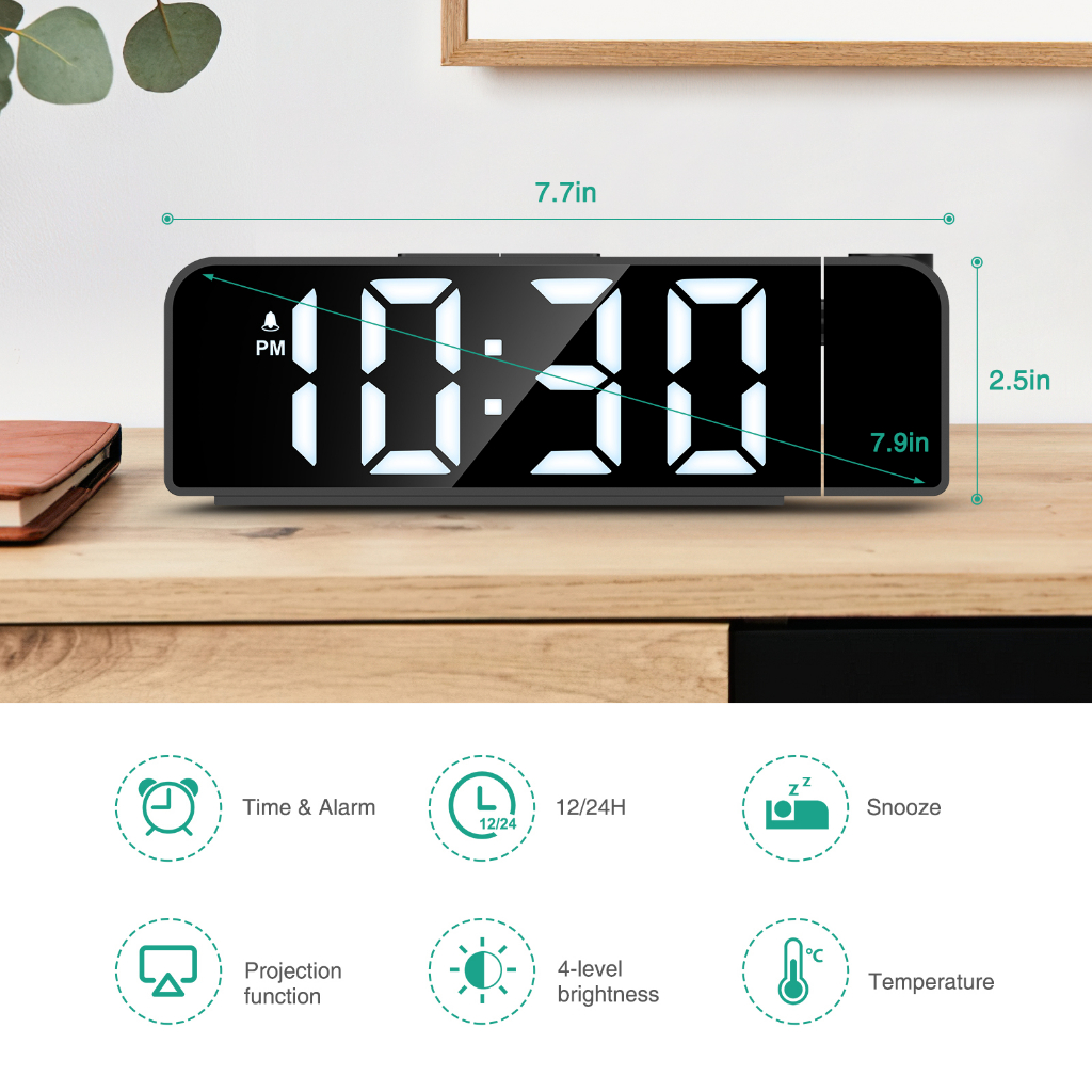 oria-นาฬิกาปลุกดิจิทัล-พร้อม-180-นาฬิกาโปรเจคเตอร์-lcd-ปรับความสว่างได้-4-ระดับ-สําหรับห้องนอน