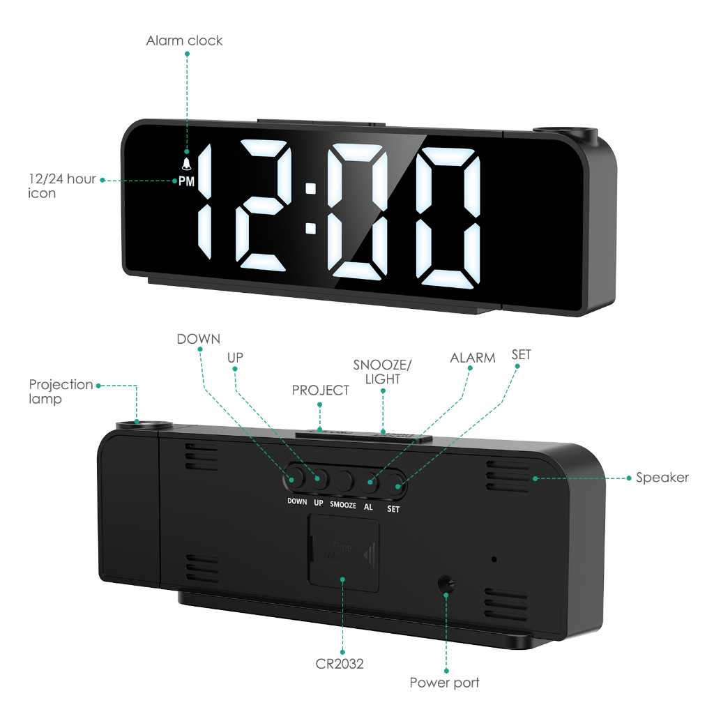 oria-นาฬิกาปลุกดิจิทัล-พร้อม-180-นาฬิกาโปรเจคเตอร์-lcd-ปรับความสว่างได้-4-ระดับ-สําหรับห้องนอน